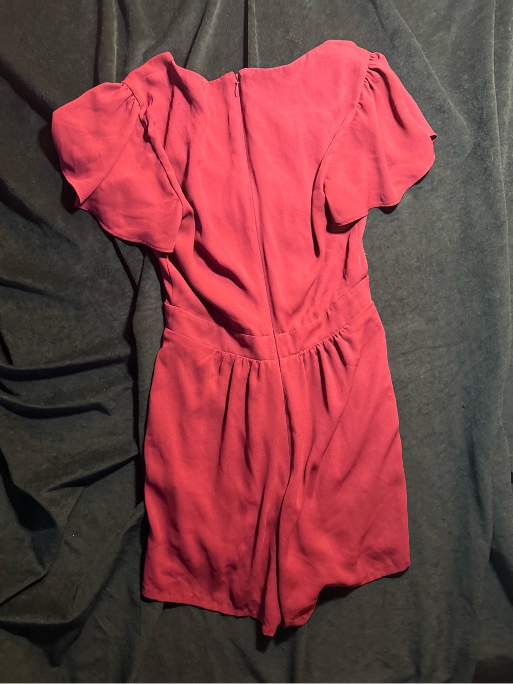 Homecoming Raspberry-Red V-Neck Tie-Front Romper - Picture 5 of 5